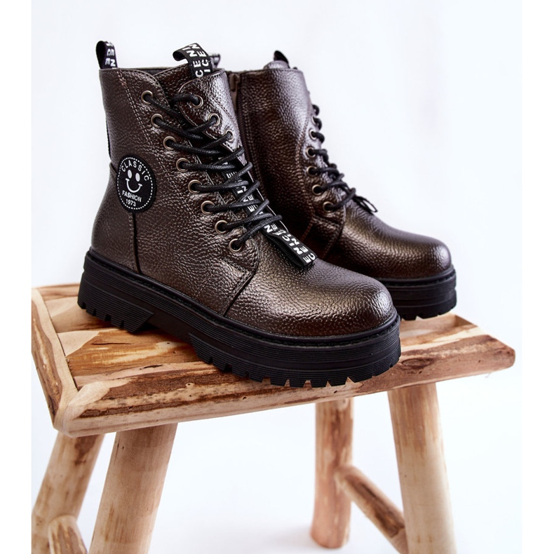 Warme Kinderstiefel Trappers Dunkelgrau Conley braun 1