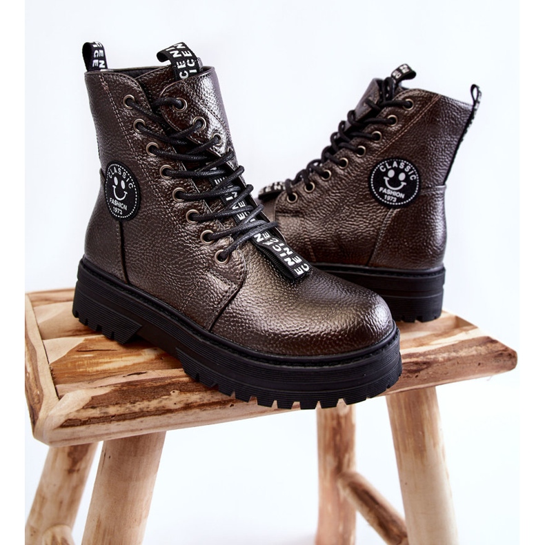 Warme Kinderstiefel Trappers Dunkelgrau Conley braun 2