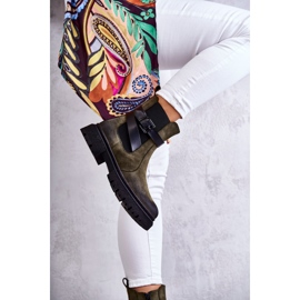 FE1 Warme Damenstiefel Jodhpur-Stiefel mit Gürtel Grün Jose M619 3