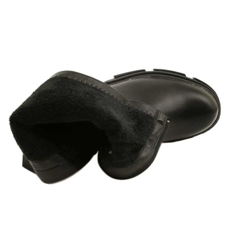 Frauen Lederstiefel auf dem dicken M. Daszyński MR2127-20 Schwarz 5