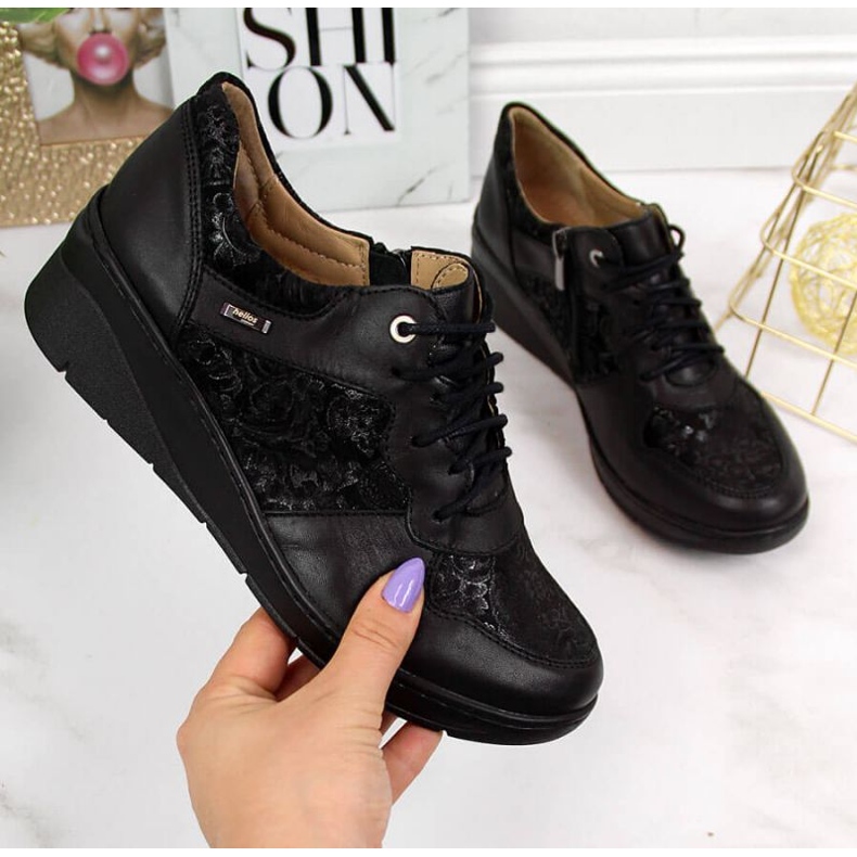 Bequeme Lederschuhe Helios W H347 schwarz 1