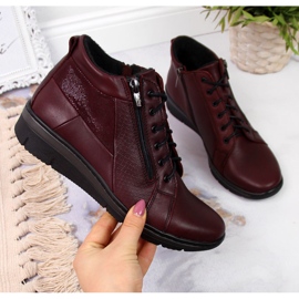 Damenstiefel aus Leder mit Keilabsatz Helios 567 rot 2