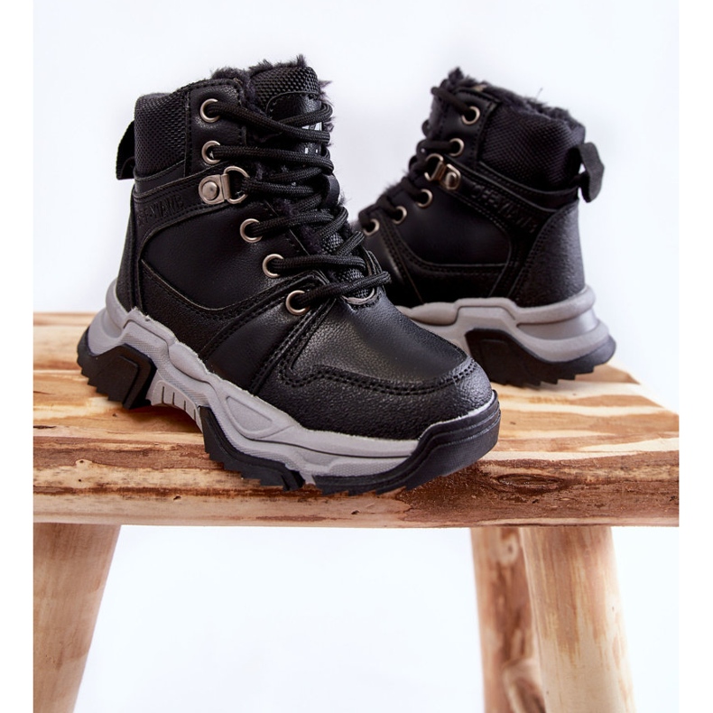 FR1 Kinderstiefel Trapper Warm mit Reißverschluss Schwarz Marvin 2