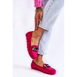 PS1 Damen-Wildleder-Loafer mit fuchsiafarbenen Janetta-Verzierungen rosa 2