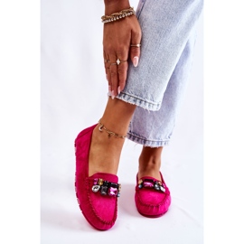PS1 Damen-Wildleder-Loafer mit fuchsiafarbenen Janetta-Verzierungen rosa 1