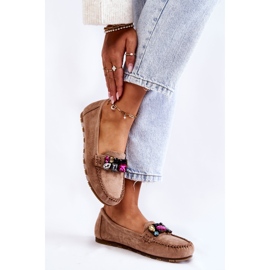 PS1 Damen-Wildleder-Loafer mit beigen Janetta-Verzierungen 2