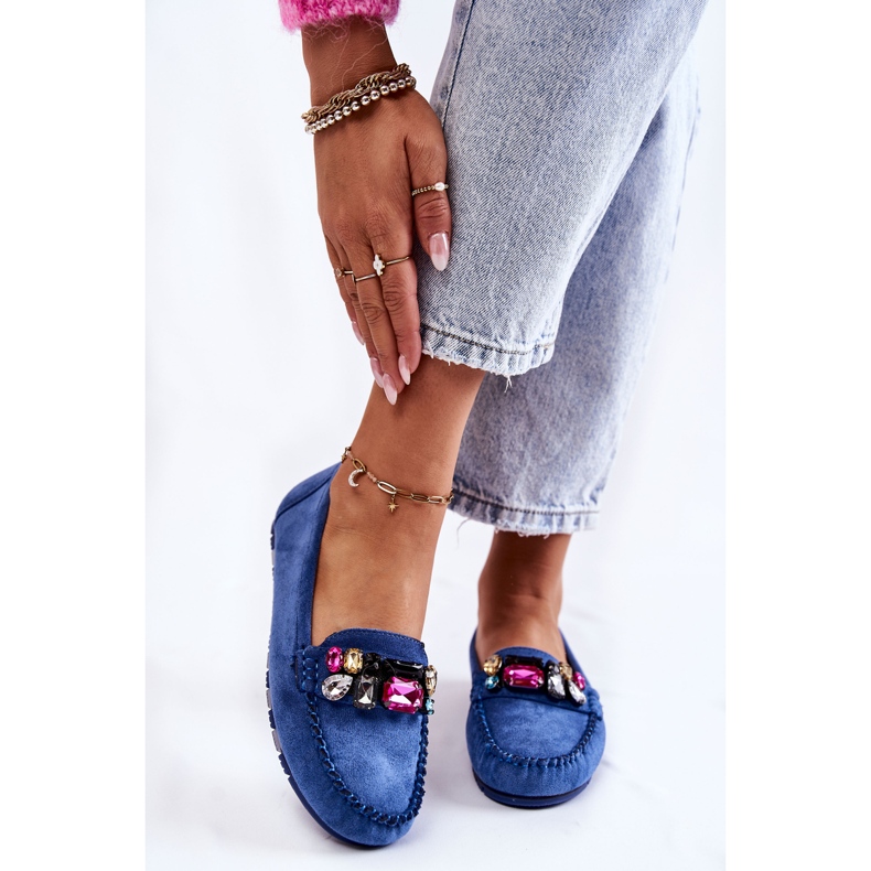 PS1 Wildlederloafer für Damen mit blauen Janetta-Ornamenten 1