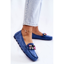 PS1 Wildlederloafer für Damen mit blauen Janetta-Ornamenten 2