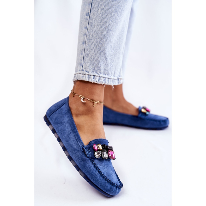 PS1 Wildlederloafer für Damen mit blauen Janetta-Ornamenten 2