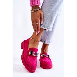 PS1 Wildleder-Loafer für Damen mit fuchsiafarbener Karlott-Verzierung rosa 1