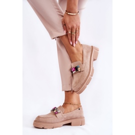 PS1 Wildlederloafer für Damen mit beigefarbener Karlott-Verzierung 2