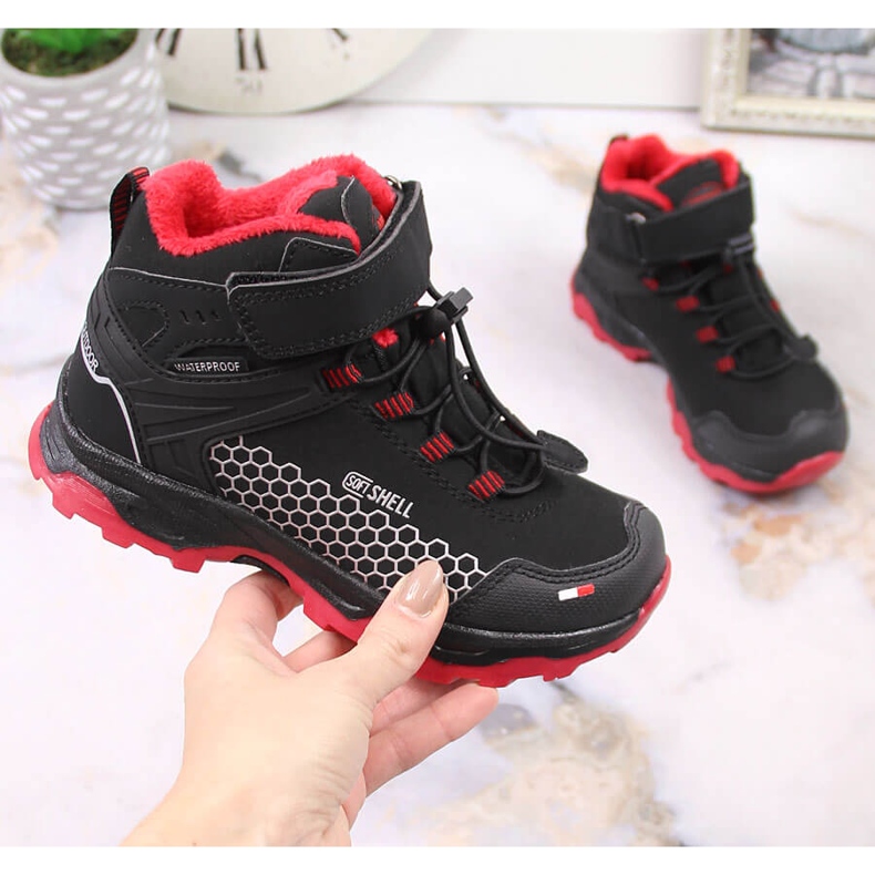 Wasserdichte Schneeschuhe für Kinder mit Klettverschluss American Club AM904B schwarz 2