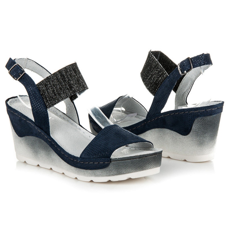 Vinceza Keilsandalen blau 1