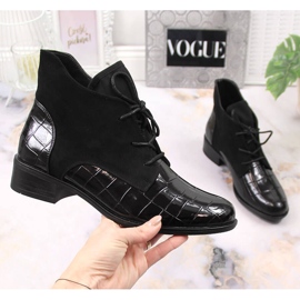 Isolierte schwarze Jezzi-Stiefel zum Schnüren für Damen 1