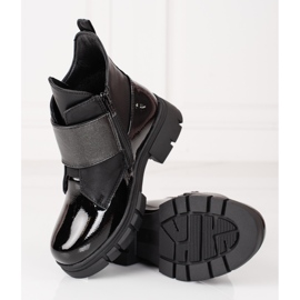 Mädchenstiefel aus lackiertem ökologischem Shelovet-Leder schwarz 1