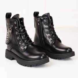 Mädchenstiefel mit Shelovet-Kette schwarz 1