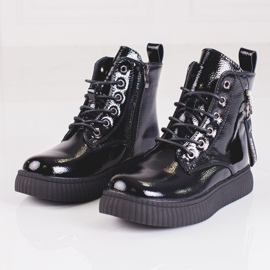 Mädchenstiefel aus Lackleder auf der Shelovet-Plattform schwarz 1