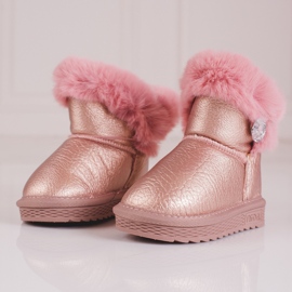 Warme Schneestiefel für Mädchen mit Fell Shelovet pink rosa 1