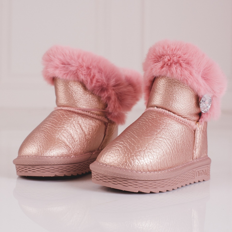 Warme Schneestiefel für Mädchen mit Fell Shelovet pink rosa 1