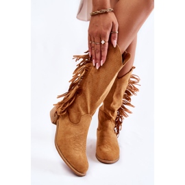 PG2 Cowboystiefel aus Wildleder für Damen mit Fransen Camel Haddy braun 1