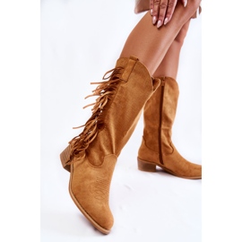 PG2 Cowboystiefel aus Wildleder für Damen mit Fransen Camel Haddy braun 2