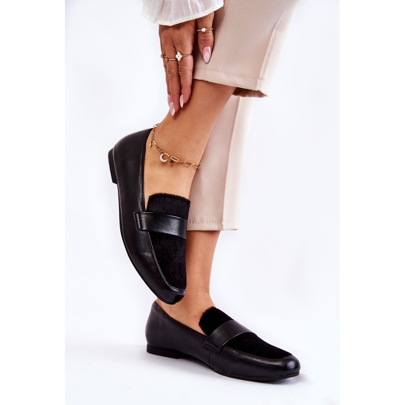 Damen-Leder-Loafer La.Fi 210018B-PUF Schwarz 2