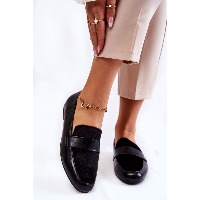 Damen-Leder-Loafer La.Fi 210018B-PUF Schwarz 1