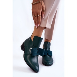 Lederschuhe mit Wildlederschleife, grün 1