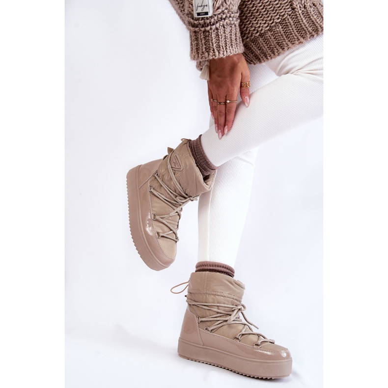 PM1 Modische Schneestiefel zum Schnüren für Damen Beige Carrios 2