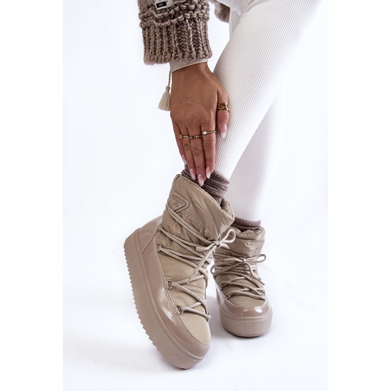PM1 Modische Schneestiefel zum Schnüren für Damen Beige Carrios 1