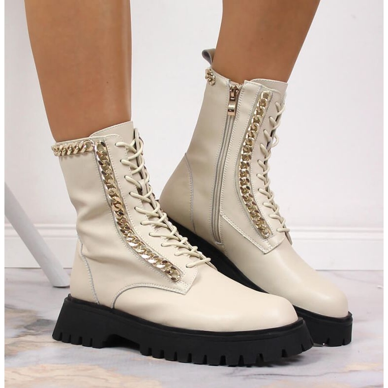 Stiefeletten aus Leder mit einer isolierten Kette Artiker W HBH40 beige 2