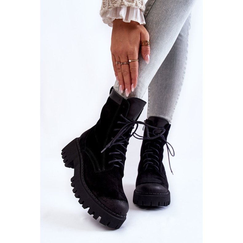 PL5 Klassische Wildleder Schwarz Warme Stiefel Caima 2