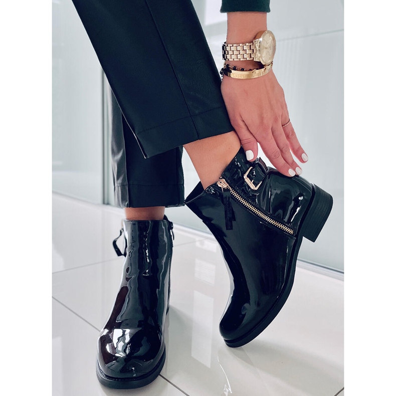 PA1 Lackierte Stiefel Frankie Black schwarz 2