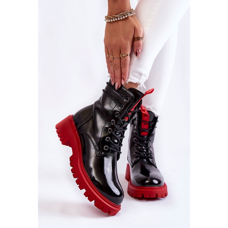 PL4 Patent Damenstiefel La.Fi 250045R-LA Schwarz-Rot 1