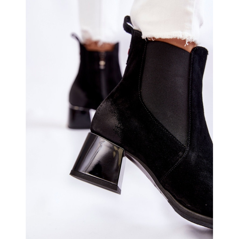 Damen-Wildlederstiefel mit Absatz Schwarz Berit 2