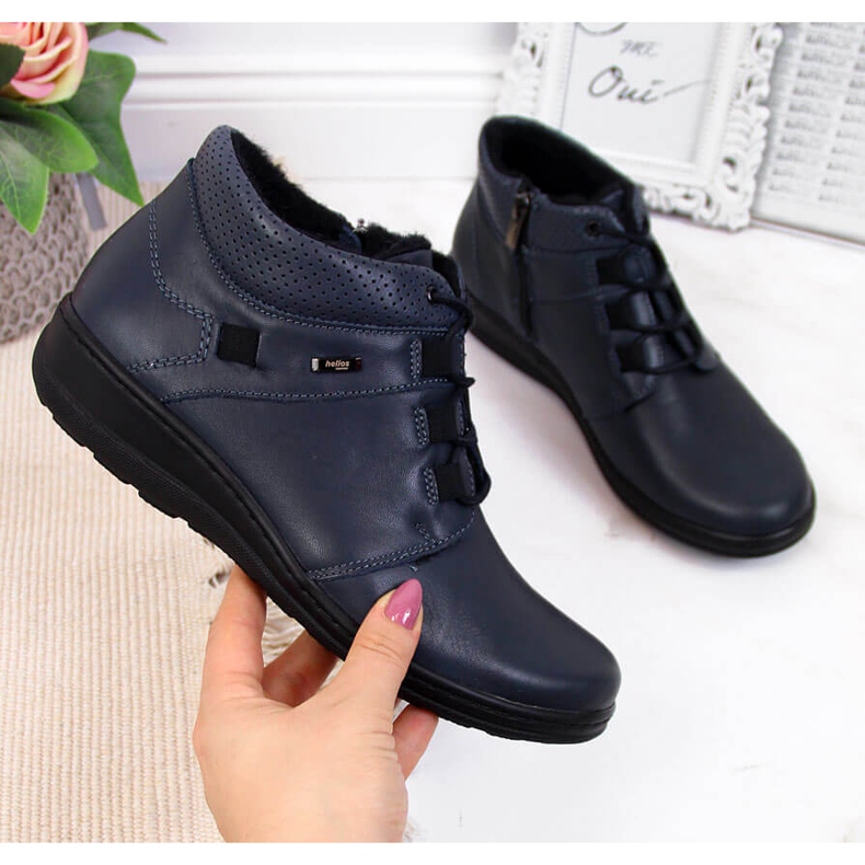 Warme Lederstiefel für Damen, marineblau Helios 521 navy blau 2