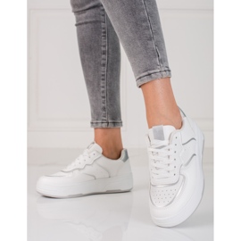Weiße Shelovet-Sneakers für Damen mit dicker Sohle silber- 1