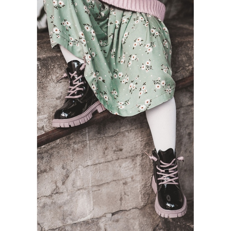 PA1 Lackierte schwarze und violette Heidi Warm Boots lila 1