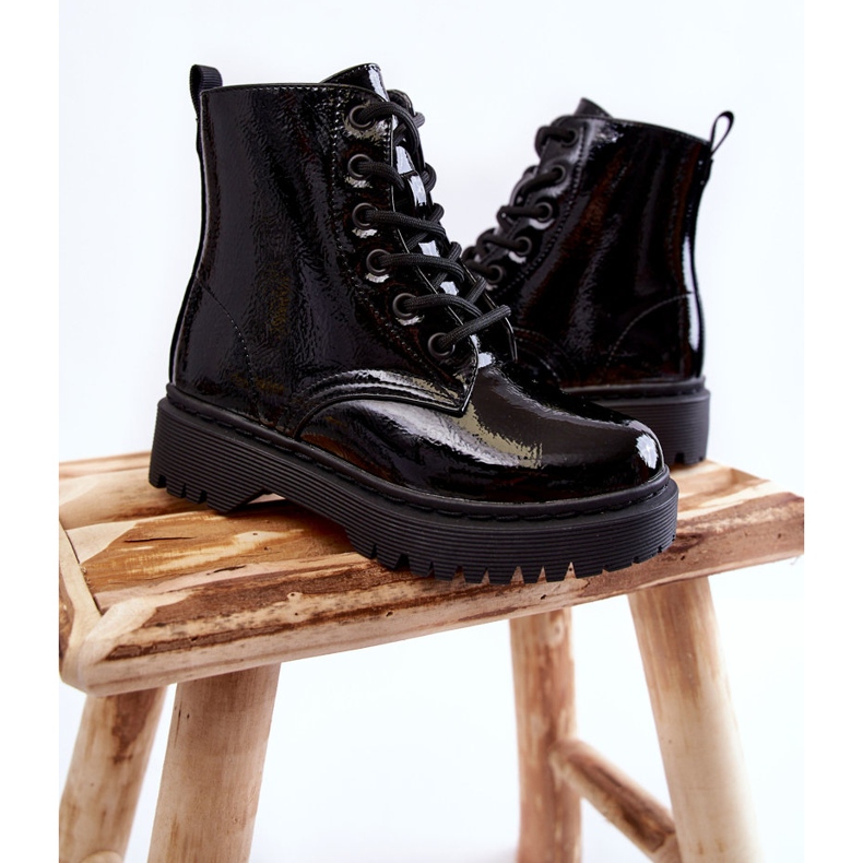 Vinceza Kinderstiefel mit Reißverschluss schwarz lackiert Julie 1