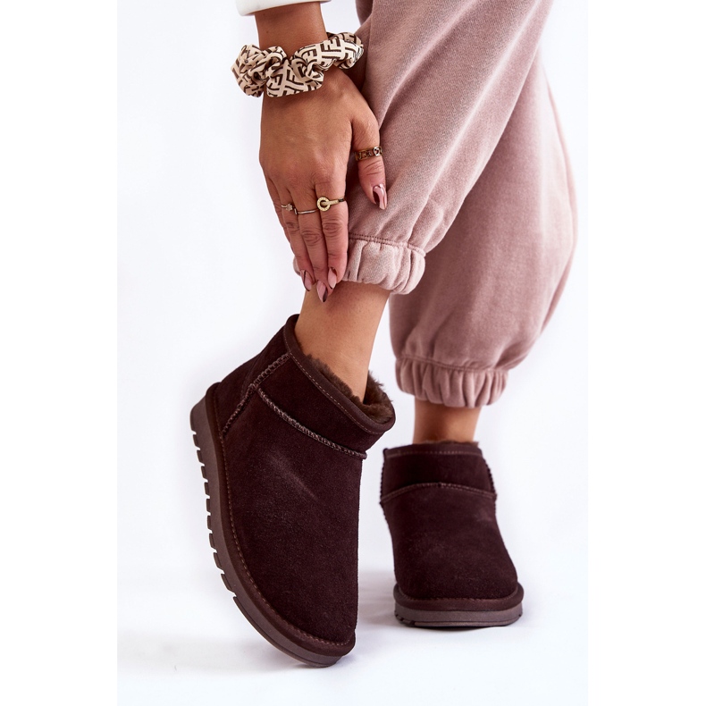 Niedrige Schneestiefel aus Wildleder für Damen Brown Shelie braun 1