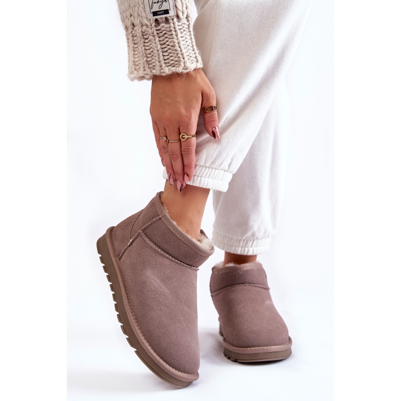Niedrige Schneestiefel aus Wildleder für Damen Grey Shelie beige 1