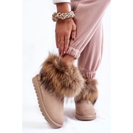 Damen-Wildleder-Schneestiefel mit Fell Beige Alexa 1