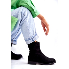 S.Barski Damen-Wildlederstiefel auf flachen Absätzen Schwarz Fiorenz HY66-66 2