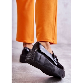 PL5 Modische Lederschuhe auf der Black Marsol Plattform schwarz 3