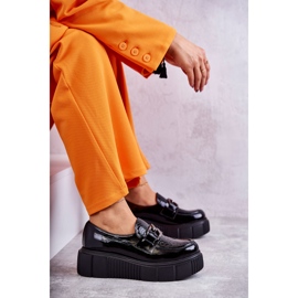 PL5 Modische Lederschuhe auf der Black Marsol Plattform schwarz 5