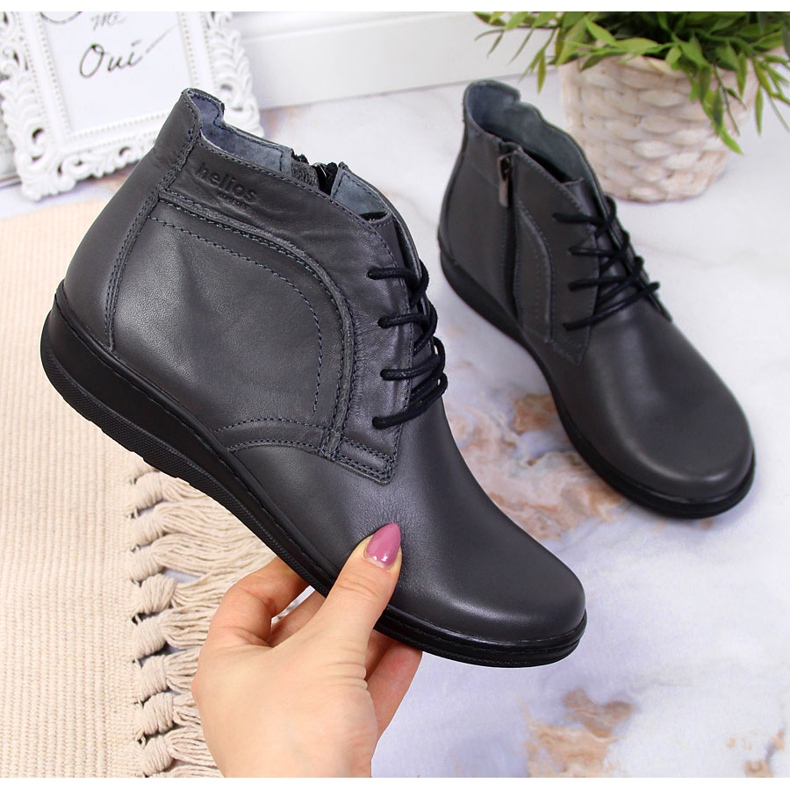 Grau isolierte Lederstiefel Helios 612-2 1