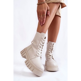 Sergio Leone Isolierte Stiefel aus Leder auf hellbeigem Telisa-Plateau 1