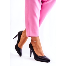 Sergio Leone Klassische schwarze Leder-Stilettos magisch 1396 1