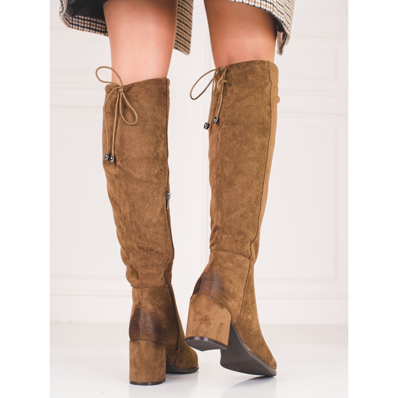 Eleganter Shelovet-Stiefel für Damen aus ökologischem Wildleder braun 1