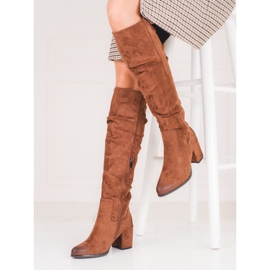 Braune Shelovet-Stiefel aus Wildleder für Damen 1